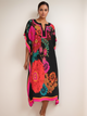Vestido Estampado Kaftan Jardim Tropical