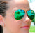 Óculos de Sol Feminino Aviador Verde Espelhado