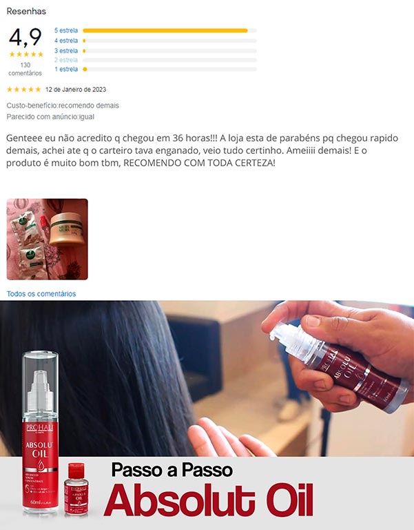 Reparador de Pontas Sérum Absolut Oil Prohall 7ml