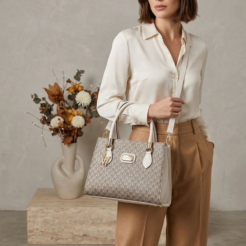 Bolsa Victor Hugo Monograma Tote - OffWhite