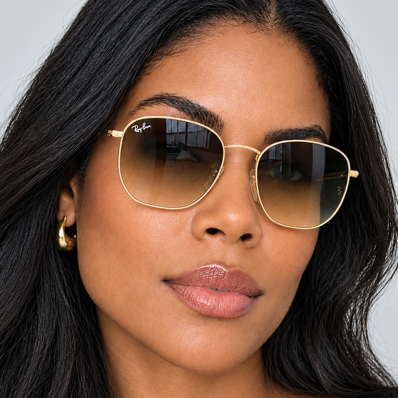 Óculos de Sol Feminino Hexagonal Marrom Degradê Rayban