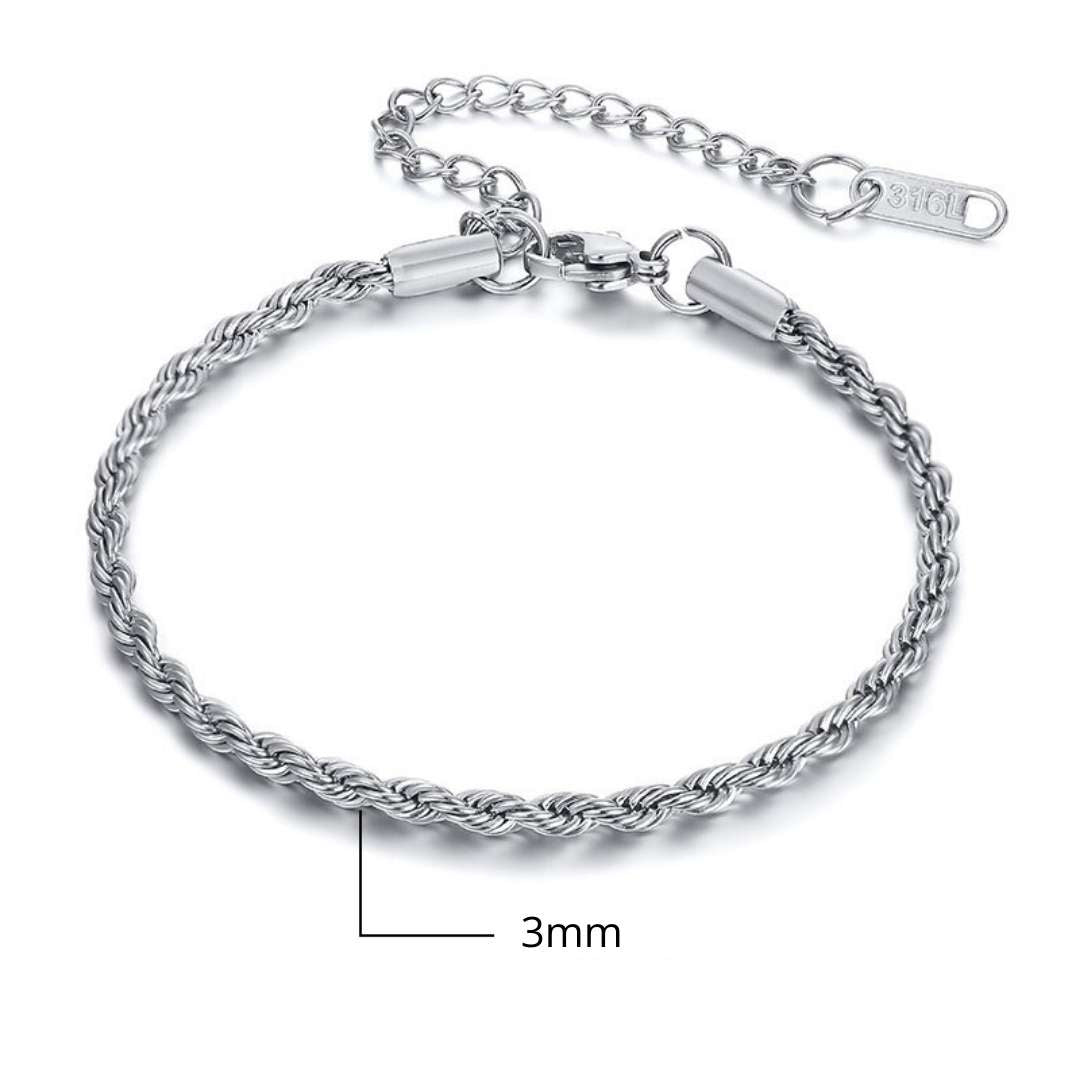 Pulseira Trançada de Aço Inoxidável