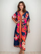 Vestido Estampado Kaftan Expressões Duo Kaftan abstrato marinho