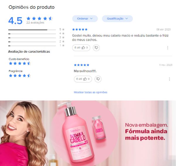 Desmaia Cabelo 2.0 Forever Liss Nova Fórmula Mais Potente 300g