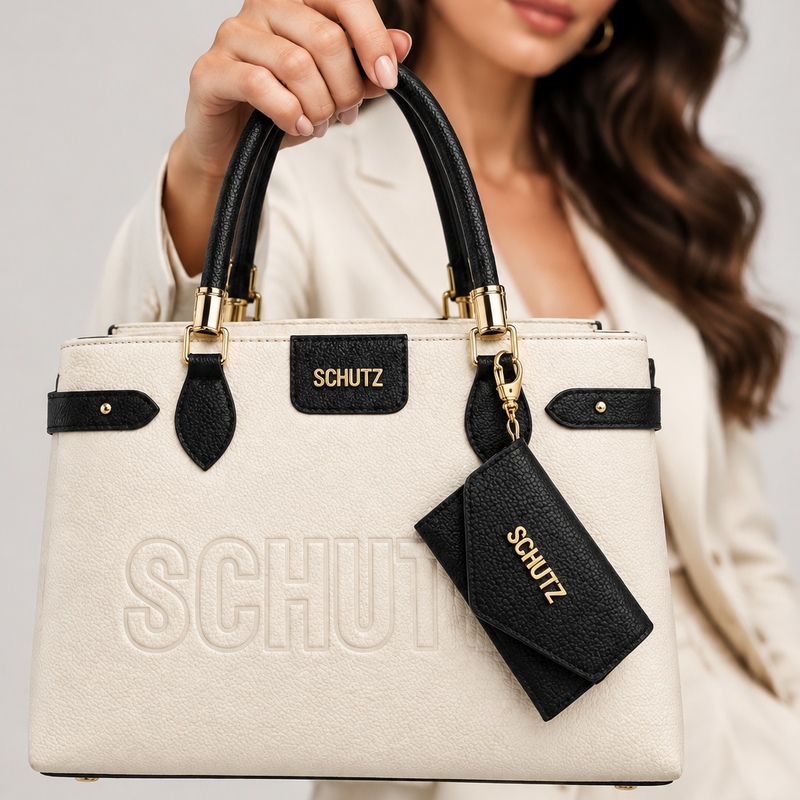 Bolsa Lisie Tote Schutz Couro Black com Carteira