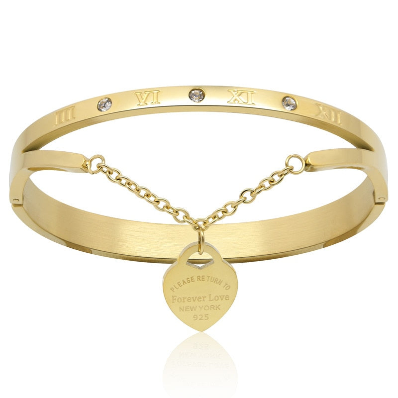 Pulseira Dourada Com Pingente De Coração