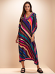 Vestido Estampado Kaftan Expressões Duo Kaftan listras diagonais multicolor