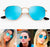 Óculos de Sol Feminino Hexagonal Azul Espelhado