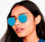 Óculos de Sol Feminino Hexagonal Azul Espelhado
