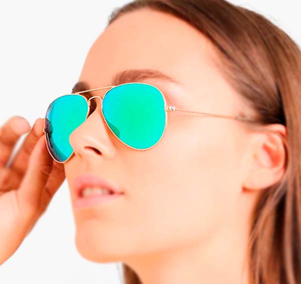 Óculos de Sol Feminino Aviador Verde Espelhado