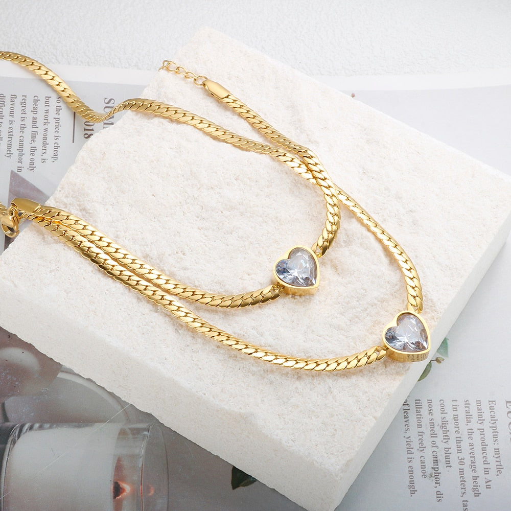 Colar e Pulseira Pedra de Coração