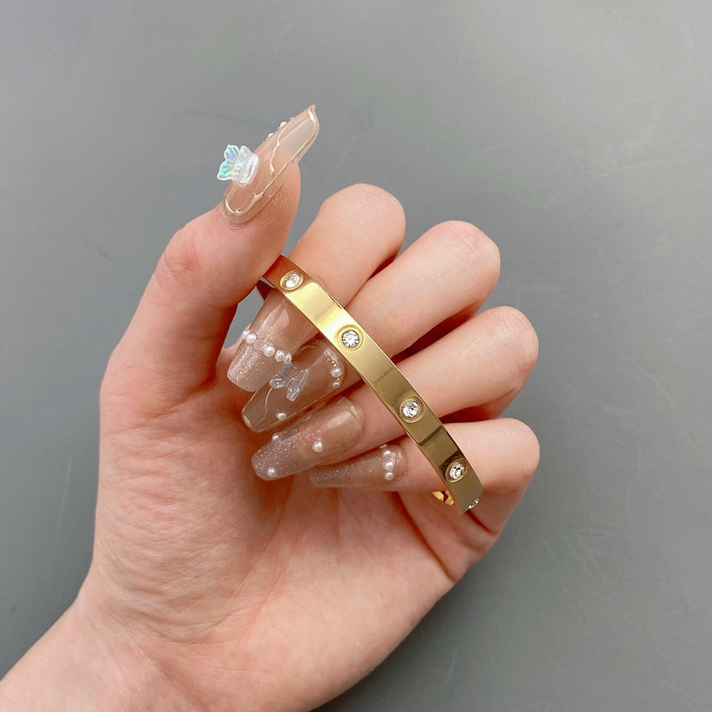 Pulseira De Aço Inoxidável com Zircônia