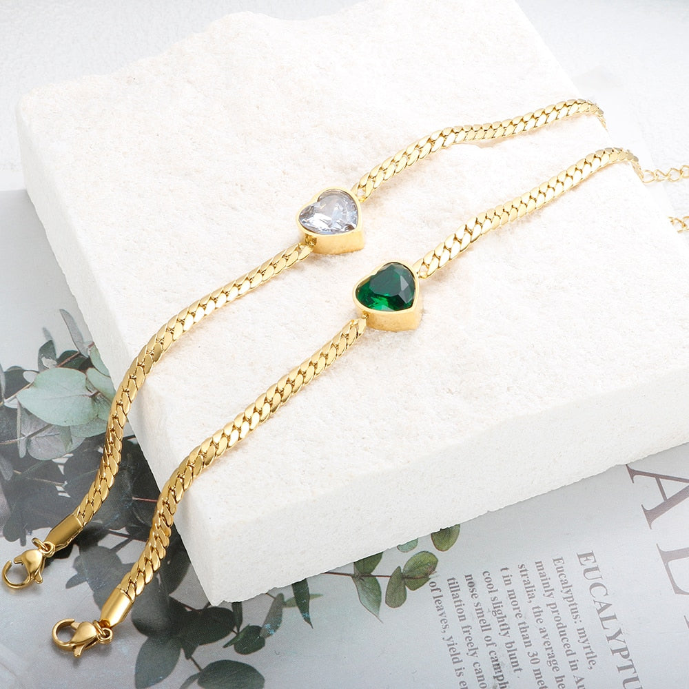 Colar e Pulseira Pedra de Coração