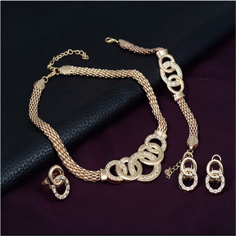 Conjunto Colar, Pulseira, Anel e Brincos Elos