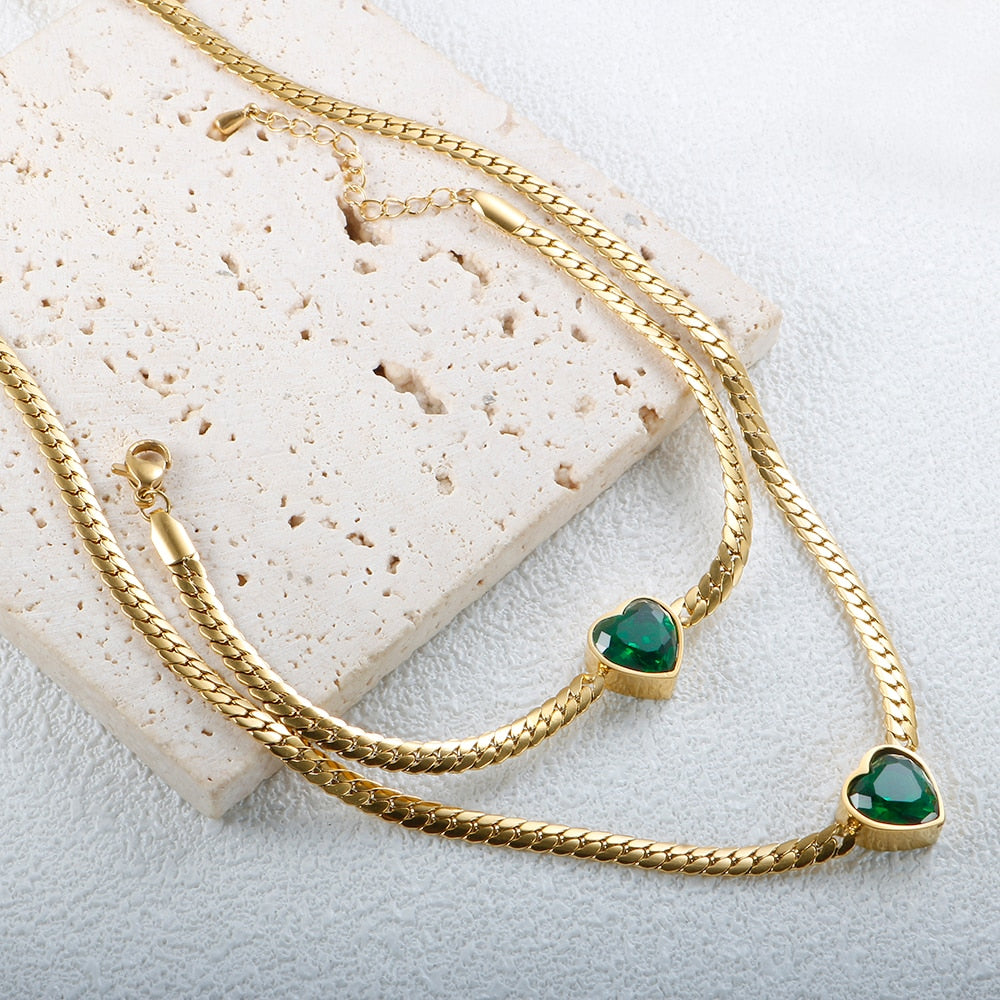 Colar e Pulseira Pedra de Coração