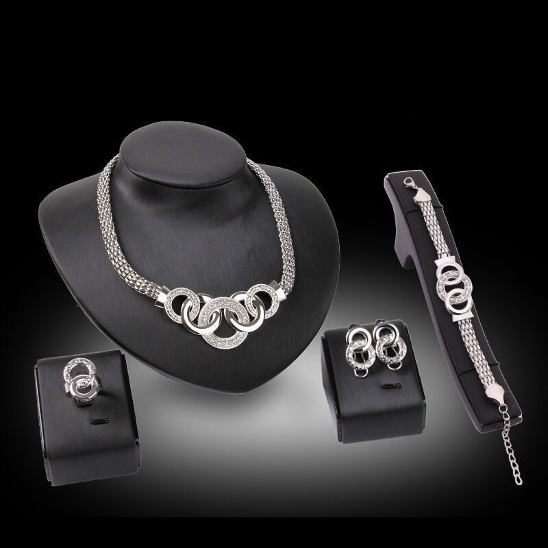 Conjunto Colar, Pulseira, Anel e Brincos Elos