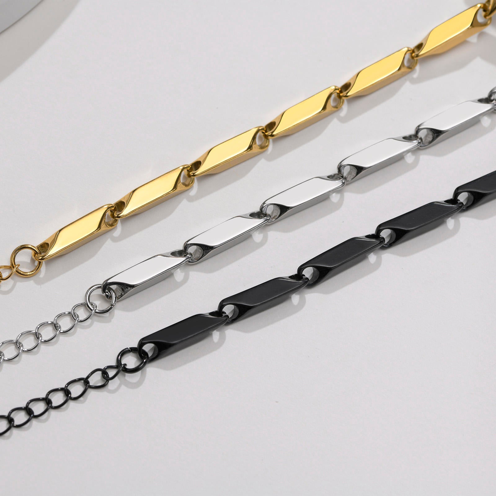 Pulseira De Corrente De Bambu Banhada A Ouro Em Aço Inoxidável