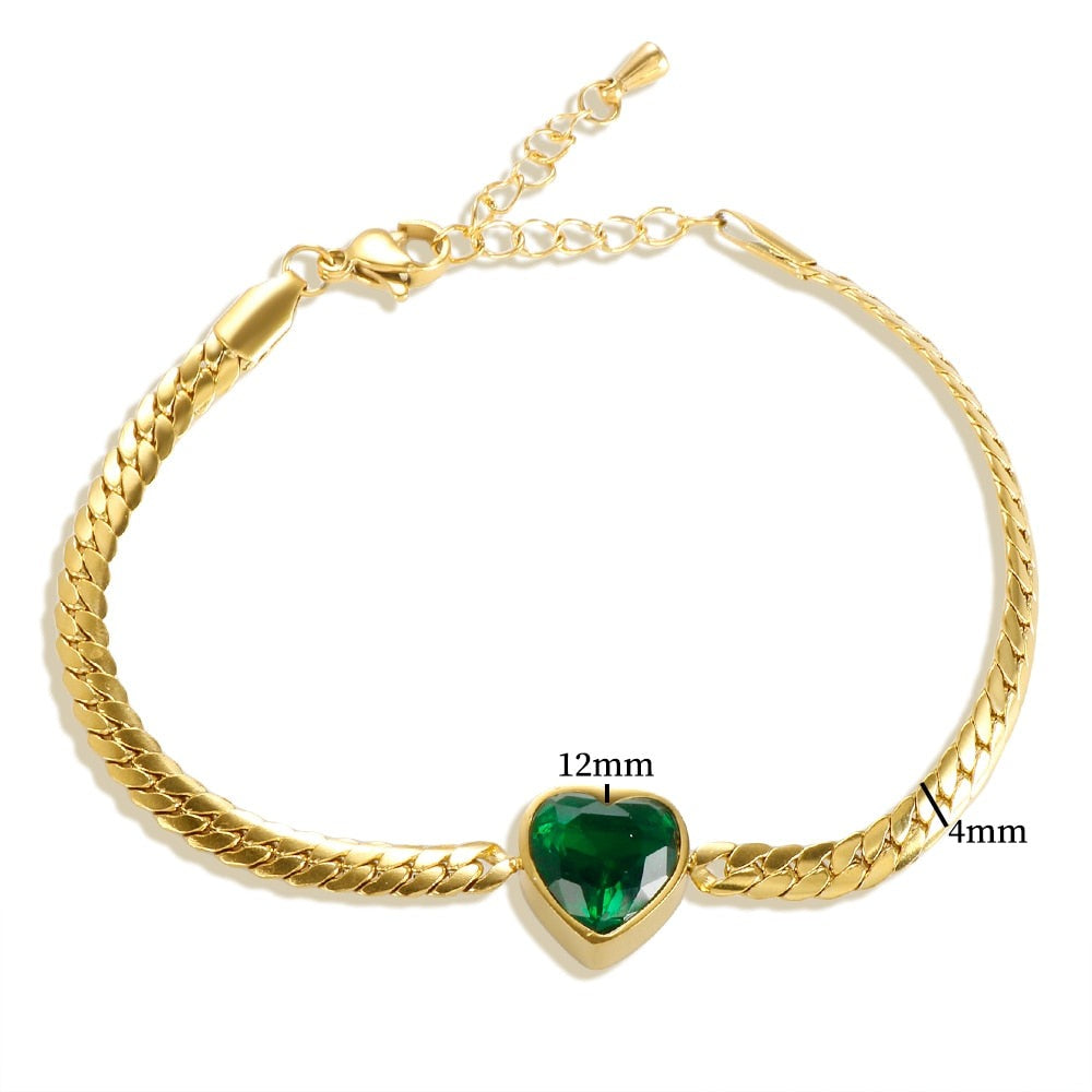 Colar e Pulseira Pedra de Coração