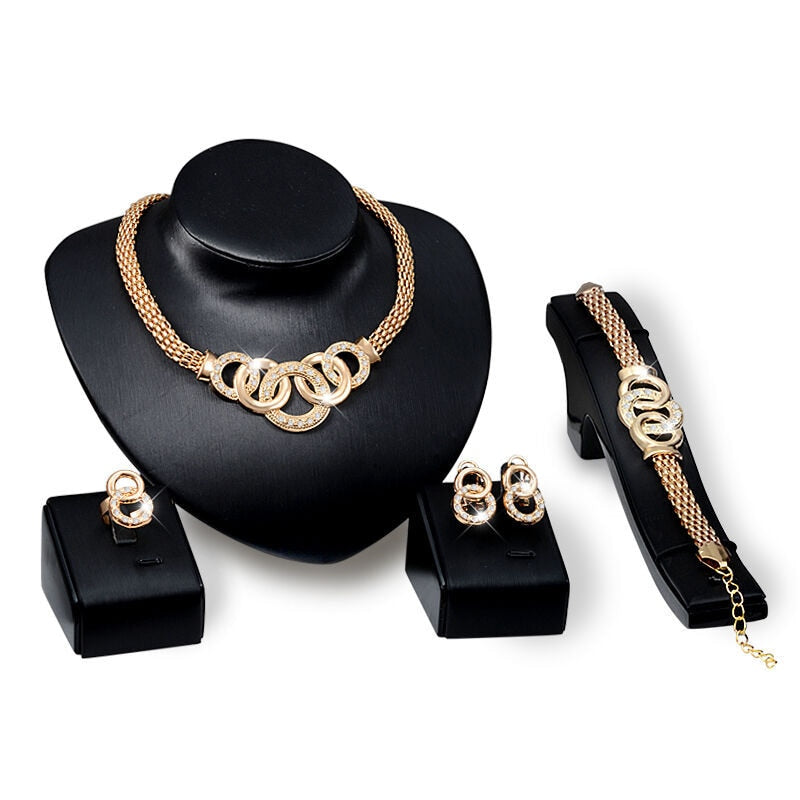 Conjunto Colar, Pulseira, Anel e Brincos Elos