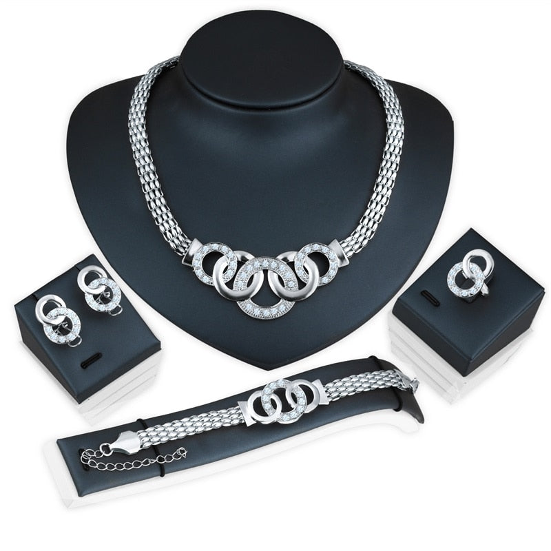 Conjunto Colar, Pulseira, Anel e Brincos Elos