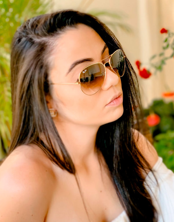 Ray-Ban Aviador Marrom Óculos Ray Ban Aviador Grande RB3025 Dourado com Marrom  main image 2