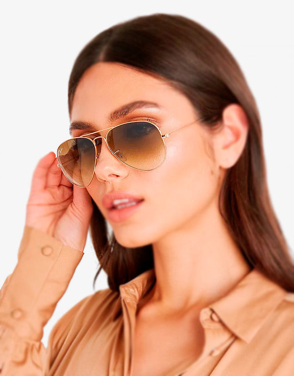 Óculos de Sol Feminino Ray Ban Aviador Marrom Degradê RB3026