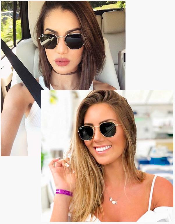 Óculos de Sol Ray Ban Round e Ray Ban Hexagonal - www.tpmdeofertas.com.br