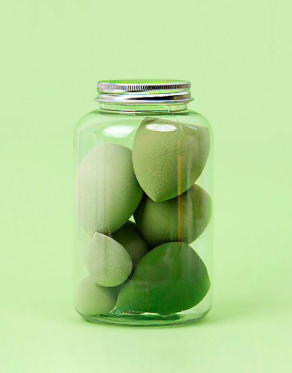 Kit de 7 Esponjinhas Verde de Maquiagem BBB CREAM com um lindo Suporte - www.tpmdeofertas.com.br